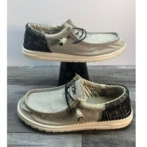 Hey Dude Wally Funk Lunar Mens 9 Grey Black Canvas Slip On Loafers 110413226